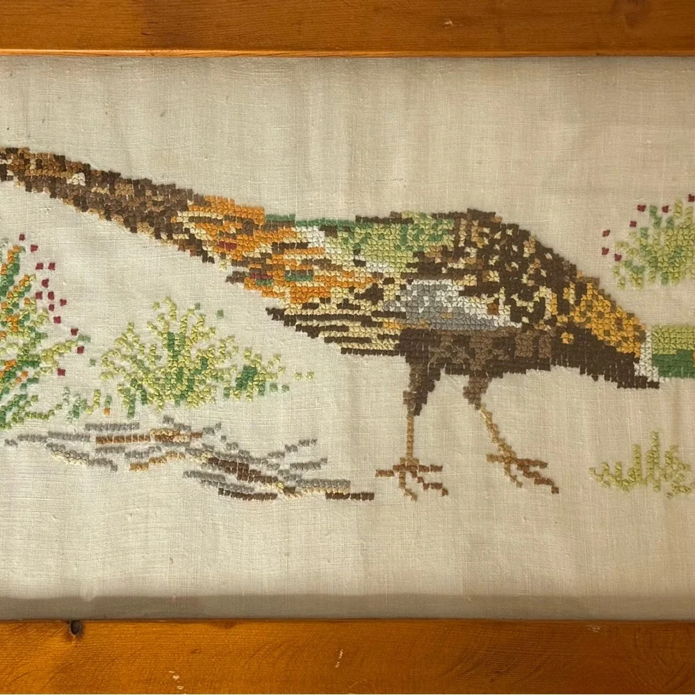 Handcrafted pheasant Bird Embroidery Art - Multicolor - Picture 2 of 2